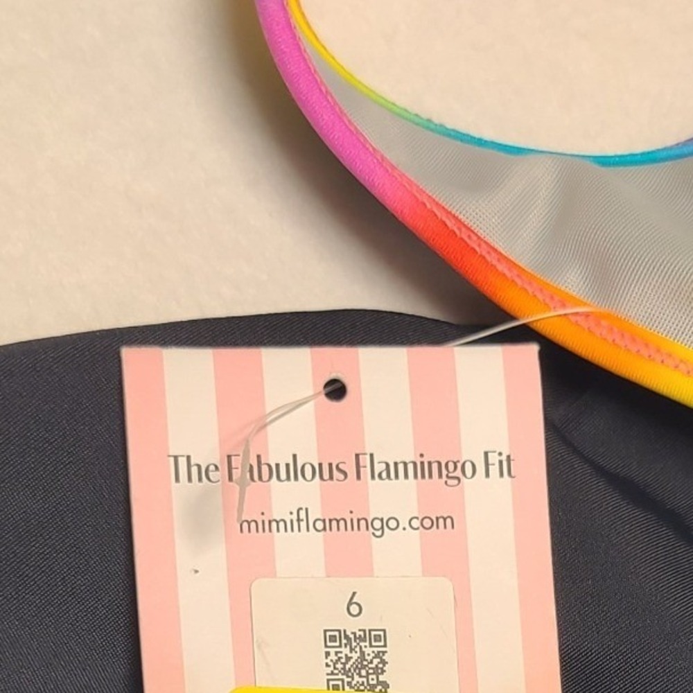ShapeSolver Sport Mimi Flamingo Black Rainbow Zip Front One Piece Swimsuit 6 NEW - Picture 6 of 9